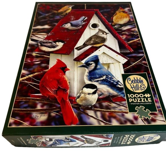 Cobble Hill 1000 Piece Puzzle Winter Birdhouse     & Poster Cardinal‎ Colorful - Picture 4 of 6